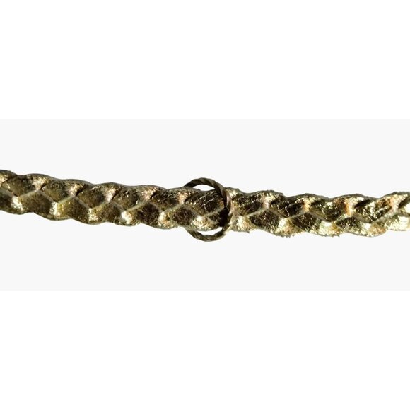 Braided Metallic Gold Leather Bracelet Charm Holder Snap Closure - Picture 4 of 8